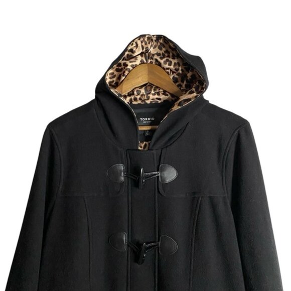 Torrid Women's Black Ponte Toggle Cozy Hooded Coat - Picture 3 of 13